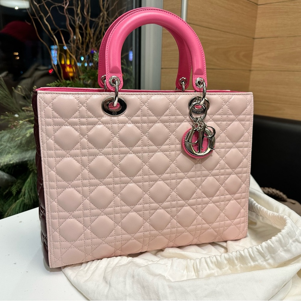 Lady Dior - Large - Pink Tricoloured